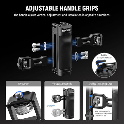 NEEWER Universal Phone Cage Video Rig with Bluetooth Shutter Side Handle Comfort Grips, Smartphone Stabilizer for Video Recording Compatible with iPhone 16 15 Pro Max 15 Pro Galaxy S24 Ultra, PA009E