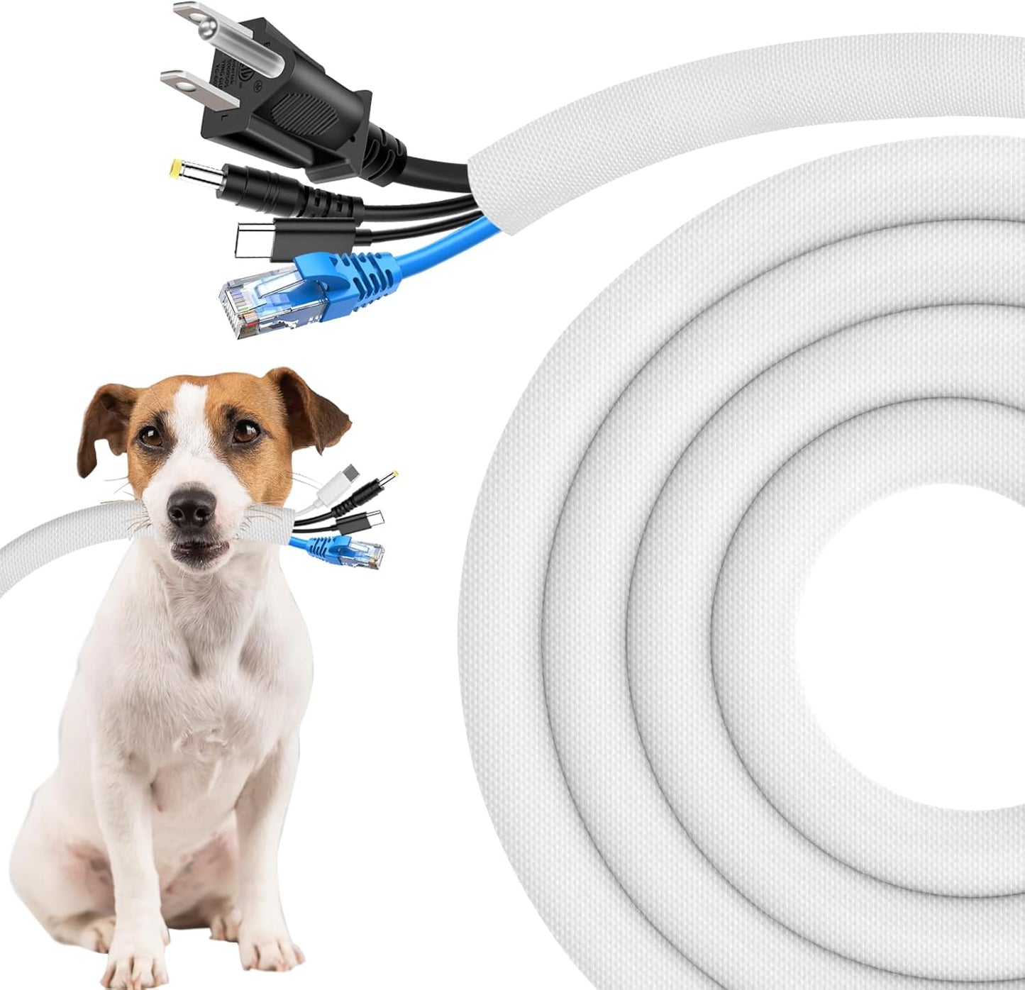 Secbolt Cord Protectors from Pets No Chew, 10ft - 1/2 inch Ultra Durable Cord Covers for Pets, Bite-Resistant Cable and Wire Protector for Cats, Dogs, Rabbits - White