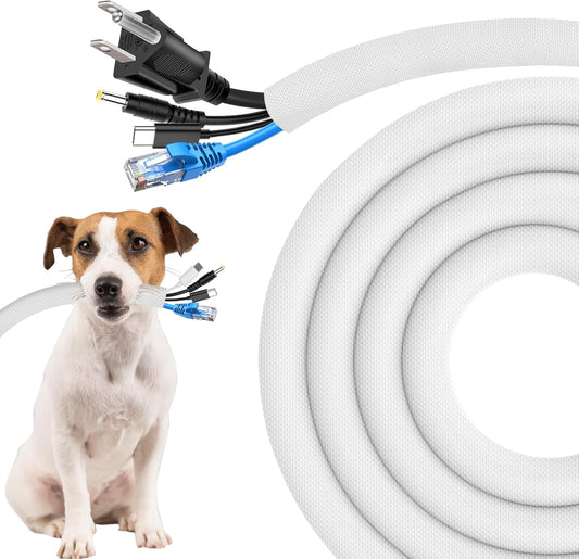 Secbolt Cord Protectors from Pets No Chew, 10ft - 3/4 inch Ultra Durable Cord Covers for Pets, Bite-Resistant Cable and Wire Protector for Cats, Dogs, Rabbits - White