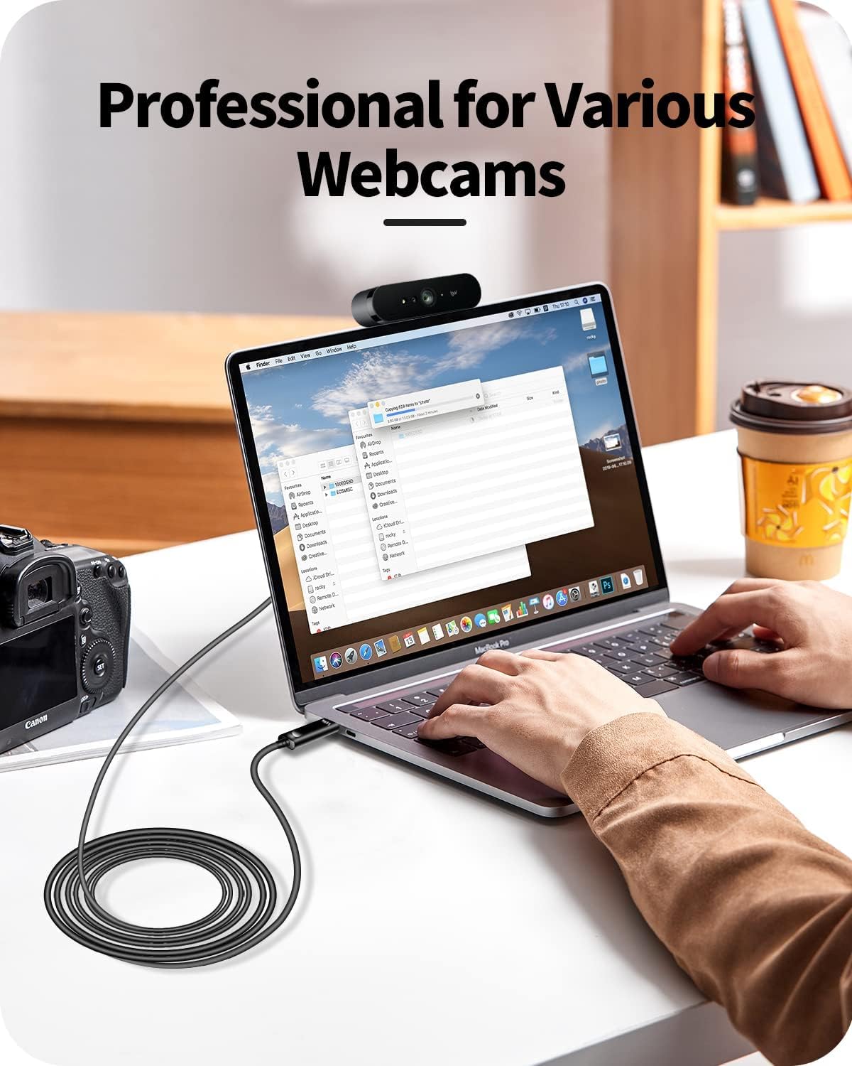 Fiber Optic USB A to USB C Cable(33ft),High Speed 10Gbps USB 3.2 Gen2 Active Optical Cable for VR, Webcam, Laptop,Camera,Projector etc,Grey