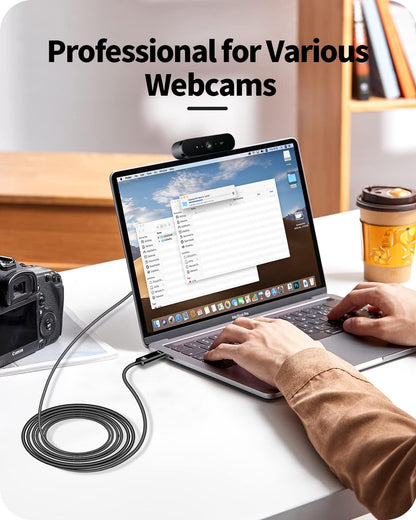 Fiber Optic USB A to USB C Cable(33ft),High Speed 10Gbps USB 3.2 Gen2 Active Optical Cable for VR, Webcam, Laptop,Camera,Projector etc,Grey