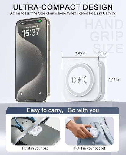 5-in-1 Magnetic Wireless Charging Stand for Apple MagSafe Charger with Night Light for iPhone 16/15/14/13/12, Watch, AirPods, Travel Magnetic Charger Nightstand Charging Station (Adapter Included)