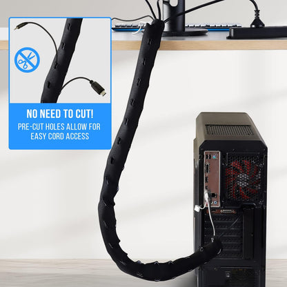 Large Cable Management Box, Cord Organizer to Hide Power Strip, Extension Cord, Surge Protector | Cord Hider Safe Box for Desk Organizers, Gaming PC, Computer, TV | White, Black Edition by Tokye®