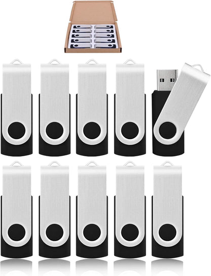 16GB USB Flash Drive KOOTION 20 Pack USB Drive Thumb Drive Bulk USB Stick Swivel for Data Storage, Black