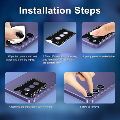 for Samsung Galaxy S25 Camera Lens Protector, Individual Metal Ring Tempered Glass Lens Cover, [Strong Adsorption] Scratch Resistant Ultra-Thin HD Clear Lens Cover, 1 Set-Green