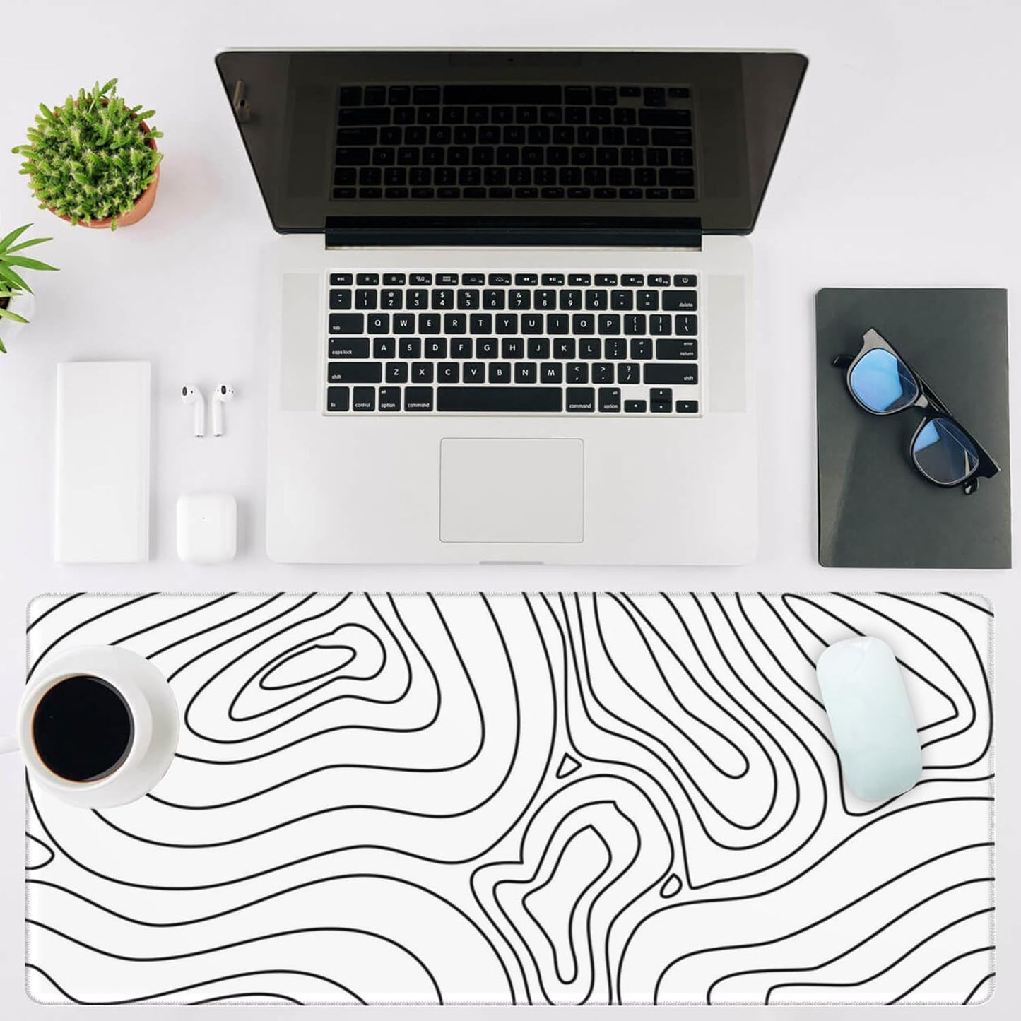 Mouse Pad Large Topographic Contour Map Non-Slip Game Desk Mat with Stitched Edge Laptop Keyboard Desk Pad for Work Home Gaming (35.4 x 15.7 Inches)