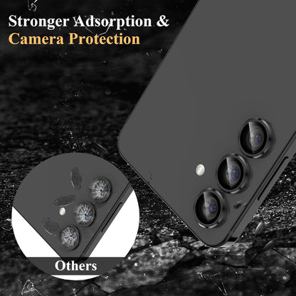 YWXTW Camera Lens Protector for Samsung Galaxy S24 Plus Accessories, 9H Tempered Glass Metal Individual Ring Camera Cover Screen Protector for S24 Plus, Case Friendly, Anti Scratch (Onyx Black)