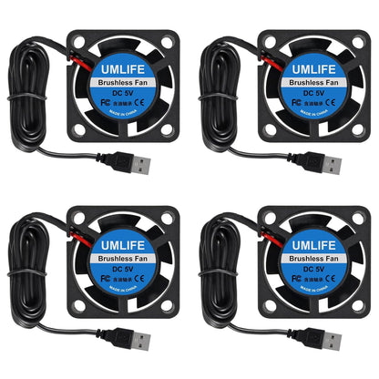 UMLIFE 4pcs USB 5V DC Fan 2510 Small 2 pin Cooling Cooler Computer 25mm X 10mm (25x25x10)