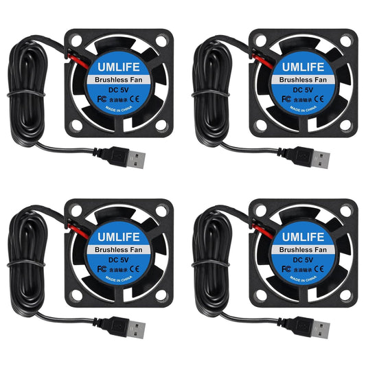 UMLIFE 4pcs USB 5V DC Fan 2510 Small 2 pin Cooling Cooler Computer 25mm X 10mm (25x25x10)