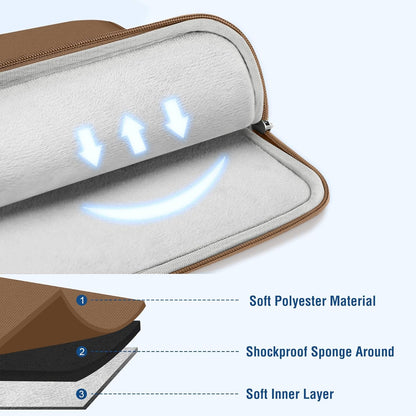 MOSISO Laptop Case 13.3 inch, 13-13.3 inch Laptop Sleeve Compatible with MacBook Air/Pro 13 / Pro 14, HP Dell ASUS Lenovo Notebook, Polyester Vertical Computer Sleeve Bag with Pocket, Mocha