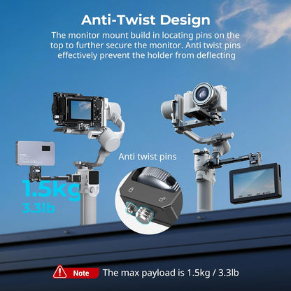 SmallRig Adjustable Camera Monitor Mount with Quick Release NATO Clamp, Cold Shoe Mount, Anti-Twist Design for DJI RS 4 Mini/RS 2 / RSC 2 / RS 3 / RS 3 Pro/RS 3 Mini - 5337
