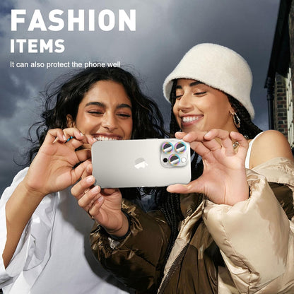 LucBuy 3PCS Sparkling Camera Lens Protector for iPhone 12 Pro, Full Clear Acrylic Cover with Shiny Colorful Glitter Designed Decoration Back Camera Protector