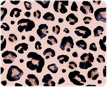 ITNRSIIET Mouse Pad with Stitched Edge Premium Textured Smooth Precise Operation Waterproof Washable Non-Slip Rubber Base Desktop Protection Mat, 10.2×8.3×0.12 inches, Leopard Black Purple