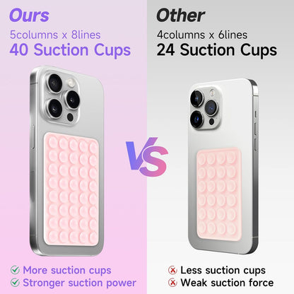Silicone Suction Phone Case Mount, Non Slip Suction Cup Phone Mount, Phone Accessories Holder for Selfies and Videos, Silicon Adhesive Phone Stand Sticky for Cell Phone Dark Pink