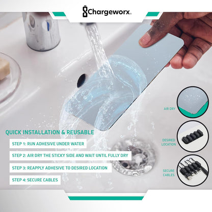 Chargeworx Magnetic Cable Holder for Cable Management – Multipurpose Desktop Cable Management System, 20-PK, Great for USB-C, Lightning, Micro-USB & Other Cables – Sticks to Any Surface (20-PK Black)