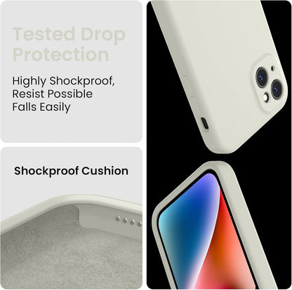 FireNova Designed for iPhone 13 Case, Silicone Upgraded [Camera Protection] Phone Case with [2 Screen Protectors], Soft Anti-Scratch Microfiber Lining Inside, 6.1 inch, Stone