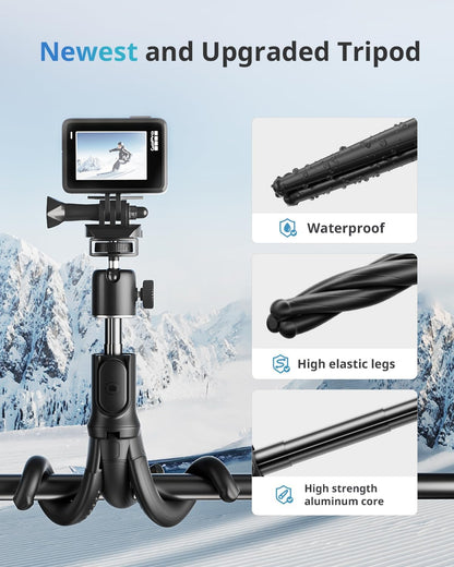 UBeesize Extendable Phone Tripod, Flexible Tripods with Remote, 3 in 1 Selfie Stick with Gopro Mount, iPhone Stand for Recording, Volgging, Live Streaming Fit for Cell Phones, Canon Sony Cameras