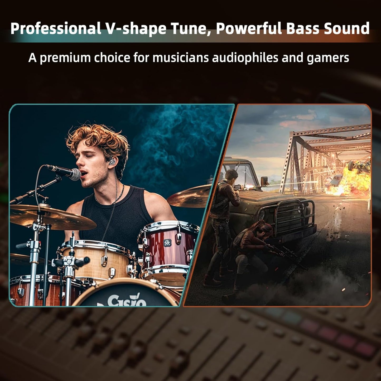 CCZ DC01 Pro USB C Headphones Wired Type-C in Ear Monitor Headphone, Professional USB C Wired Earbuds Super Bass Gaming IEMS with 1DD Patent Ear fin Ear tips for Singer Musician (Black, USBC-With Mic)