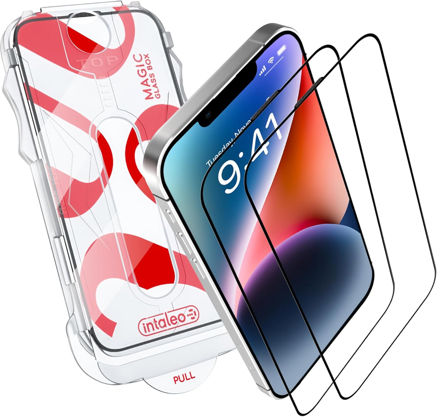 Screen Protector for iPhone 16e/14/13Pro/13 – Full Edge-to-Edge Protection with Oleophobic Coating – 9H Hardness Tempered Glass Screen Protector Set with Plastic Applicator - Black Design