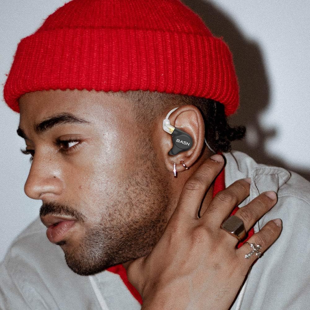 BASN Metalen in-Ear Monitors Headphones,Musicians Noise Isolating 4 Drivers IEMs with Deep Bass, Two Detachable MMCX Cables with Case for Singers,Drummers,Bassists(Gray)