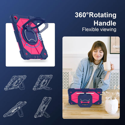 for Galaxy Tab A9 Plus Case 11 Inch, Rugged Case for Samsung Galaxy A9+ Tablet with Screen Protector 360 Rotating Stand Shoulder Strap Pen Holder, 2023 Model(SM-X210/X216/218), Navy Pink