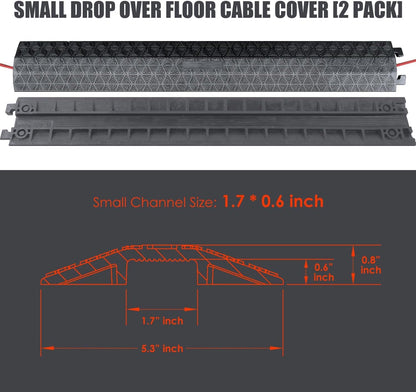 4 Pack 40" inch Drop Over Cable Cover, 4 Pieces Prevent Tripping Rubber Floor Cord Protector, Interlocking Cable Cover, Drop Track Cable Ramp for Home, Office, Store, Warehouse (Slim - 4Pack)