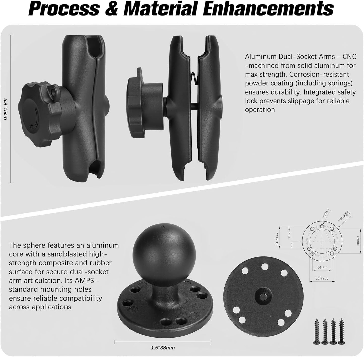 Aluminum Heavy-Duty Truck Tablet Mount for Truck, Drill Base Tablet Holder for 7.5''-10.2'' Tablets & iPad,(Dashboard/Boat/Commercial Use) with Quick-Release Lock.