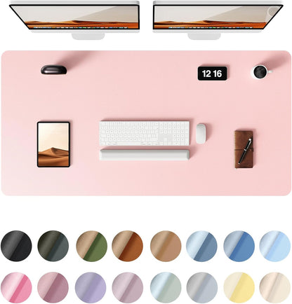 YSAGi Leather Desk Protector, Office Mat, Large Mouse Mat, Non-Slip PU Leather Blotter, Laptop Pad, Waterproof Writing Pad for Office and Home (Light Pink, 47.2" x 23.6")