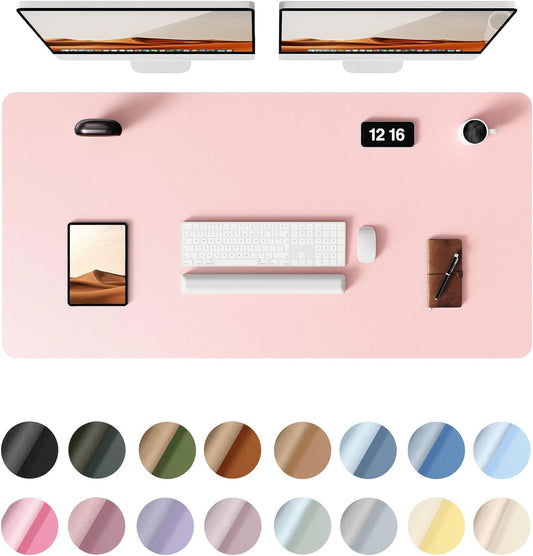 YSAGi Leather Desk Protector, Office Mat, Large Mouse Mat, Non-Slip PU Leather Blotter, Laptop Pad, Waterproof Writing Pad for Office and Home (Light Pink, 47.2" x 23.6")