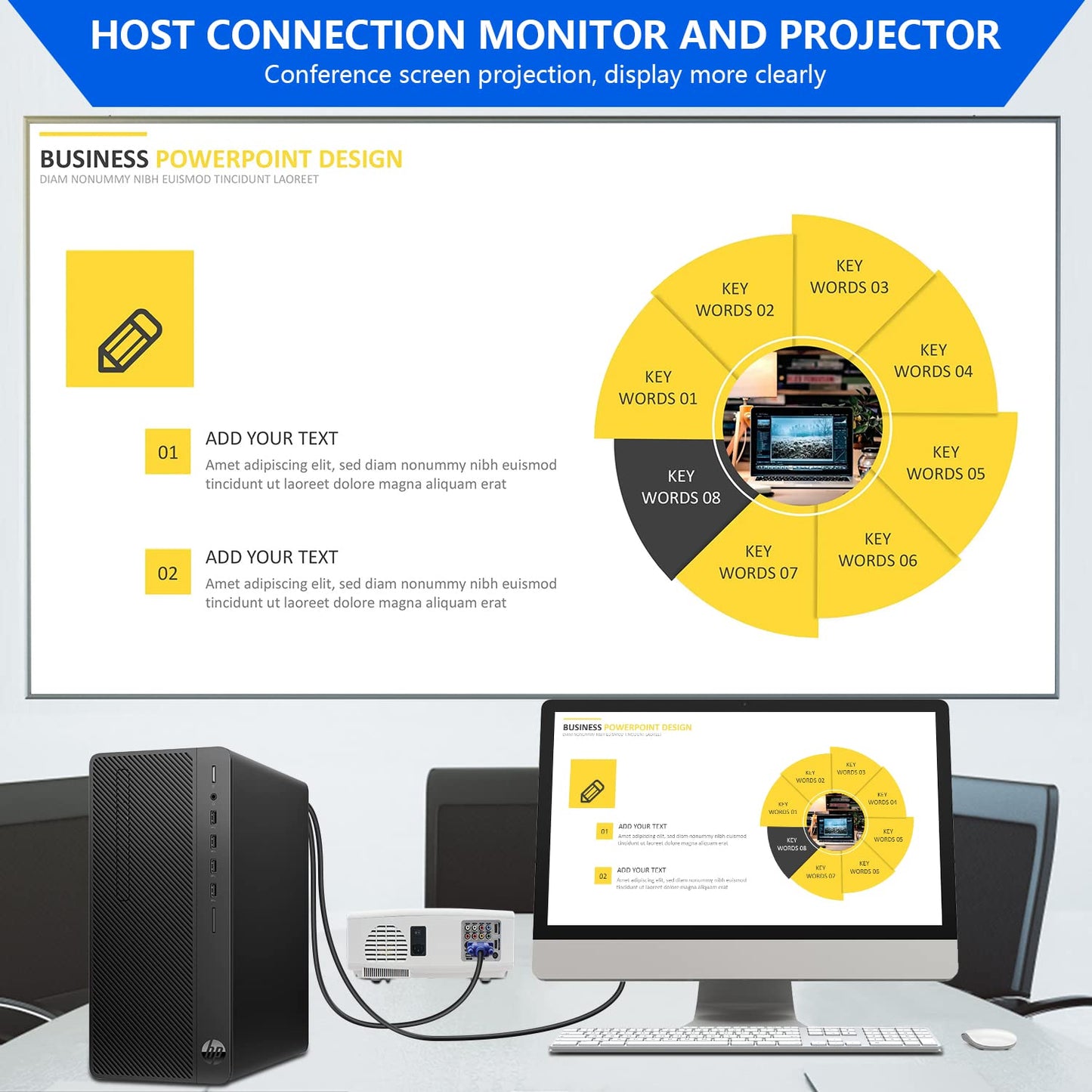 PASOW VGA Splitter Cable (No Screen Extension) 1 Male to 2 Male Dual Monitor Y Adapter 1080P Full HD for projectors, HDTVs, Monitors (6 Feet) - Only for Screen Duplication - Work for Identical Monitor