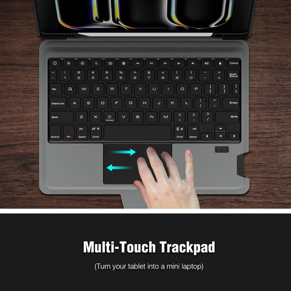 Nillkin iPad Pro 13 inch Case with Keyboard M4 2024, Slide Camera Cover, iPad Pro 13 Case with Pencil Holder and 7 Colors Backlit Wireless Detachable Keyboard, Multi-Touch Trackpad
