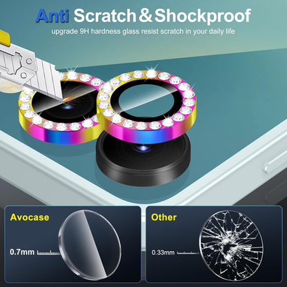 for Samsung Galaxy Z Flip 7 Camera Lens Protector, Individual Metal Ring Tempered Glass Lens Cover, [Strong Adsorption] Scratch Resistant Ultra-Thin HD Clear Lens Cover, 1 Set-Colorful Diamond