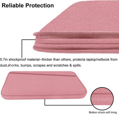 15.6 inch Laptop Case, Slim Computer Carrying Bag Protective Cover Briefcase with Front Pocket, Durable Laptop Sleeve for 15-16 Inch HP, Dell, Lenovo, Asus- Red Pink