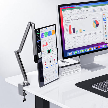 KU XIU Aluminum Alloy Tablet Stand for Desk, Adjustable Foldable Arm Holder Mount Compatible with iPad 10/9th, iPad 13/12.9/11'' Pro Air Mini, Portable Monitor 7-15.6'', Samsung Galaxy Tab S9/FE/A9/S6