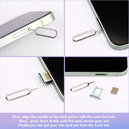 Frienda 30 Pieces SIM Card Removal Tool SIM Card Tray Eject Pins Opening Removal Tool Cellphone Eject Pin with Transparent Storage Box Packaging for Most Smart Phones, Silver, 2 Styles