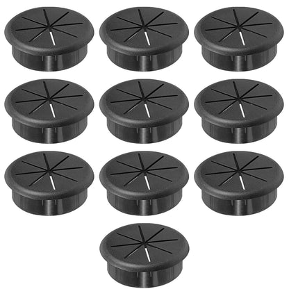 2-3/8" Black Desk Grommet, JTemgle Flexible Cable Grommet Rubber Cable Hole Cover Wire Organizer Caps Desktop Cord Management for Home Office TV Stands Tabletops, 10 Pieces