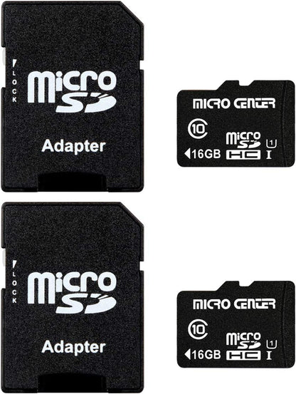 INLAND Micro Center 16GB Class 10 Micro SDHC Flash Memory Card with Adapter for Mobile Device Storage Phone, Tablet, Drone & Full HD Video Recording - 80MB/s UHS-I, C10, U1 (2 Pack)