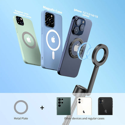 SEAJIC for MagSafe Tripod for iPhone 64 Selfie Stick Tripod Phone with Metal Ring and Remote, Phone for Video Recording, Cell Phone Mount Stand for Cellphone