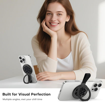 TAURI for Magsafe Suction Phone Grip - Universal Magnetic Suction Grip, 360° Rotating Hands-Free Holder, Silicone Suction Grip for iPhone 16 Pro Max/15/Android/S25,Black