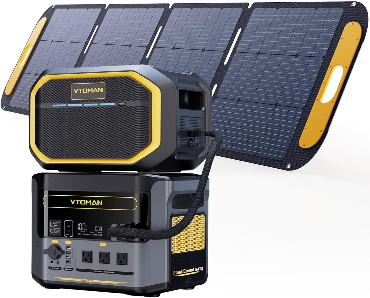 VTOMAN 3096Wh Portable Power Station Bundle with Extra Battery & 200W Pro Solar Panel Included - Up to 3000W Solar Power Generator for Home Backup, Off-grid, Road Trip, RV, Camping, Emergencies