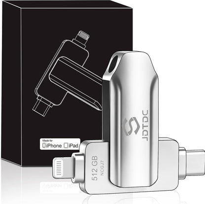 Apple MFi Certified 512GB Photo-Stick-iPhone 16/15/14/13 Memory Flash-Drive-Photo-Stick iPad Lightning USB C Flash Drive Android Photo-Stick iPhone-USB-Drive iPhone-Photo-Transfer-Stick iPhone-Storage