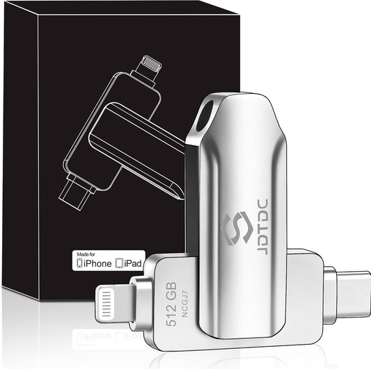 Apple MFi Certified 512GB Photo-Stick-iPhone 16/15/14/13 Memory Flash-Drive-Photo-Stick iPad Lightning USB C Flash Drive Android Photo-Stick iPhone-USB-Drive iPhone-Photo-Transfer-Stick iPhone-Storage