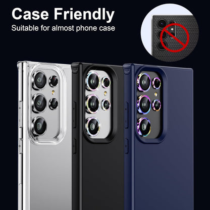 WSKEN for Samsung Galaxy S24 Ultra Camera Lens Protector, Ultra Thin Scratch Resistant 9H Tempered Glass with Aluminum Metal Circle Camera Screen Protector Cover Accessories, Colorful