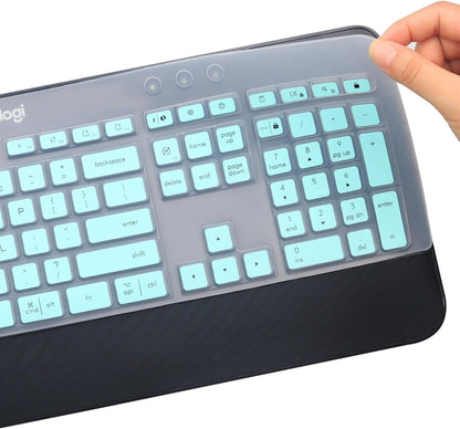 Keyboard Cover Skin for Logitech MK545 MK540 Wireless Keyboard, Logitech MK545 Keyboard Protector, Logitech MK540 Ultra Thin Desktop PC Silicone Clear Keyboard Skin Protector-Hotblue