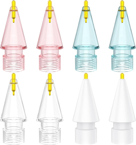 8 Pack Fine Point Replacement Tips Compatible with Apple Pencil 2nd Generation, Apple Pencil 1st Generation, Apple Pencil USB-C & Apple Pencil Pro Colorful iPencil Nibs (Pink+Blue+ Clear +White)