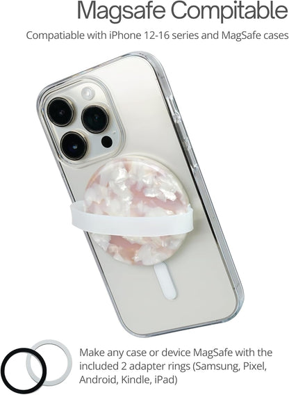 Heesch Magnetic Phone Grip for Back of Phone Light Pink Finger Strap for Phone Case Loopy Girly Loop Ring Holder for iPhone 16 Pro Max/15/14/13/12 Series Magsafe Case