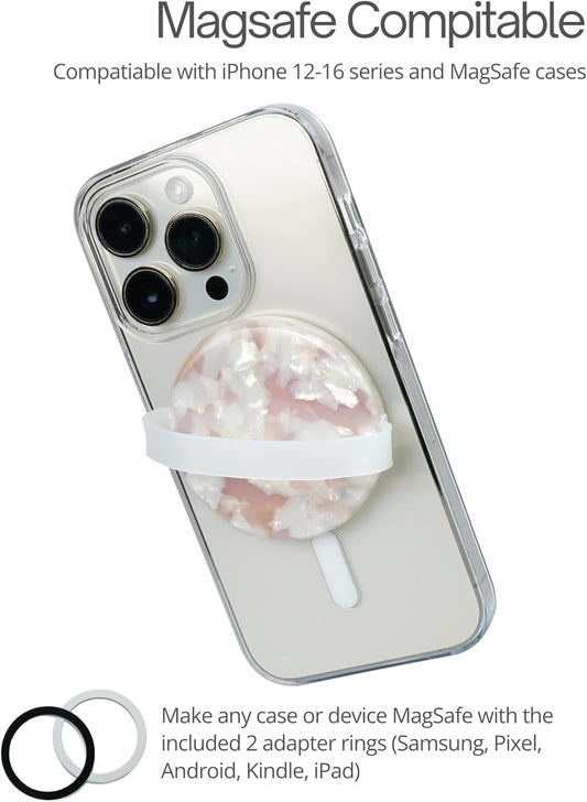 Heesch Magnetic Phone Grip for Back of Phone Light Pink Finger Strap for Phone Case Loopy Girly Loop Ring Holder for iPhone 16 Pro Max/15/14/13/12 Series Magsafe Case