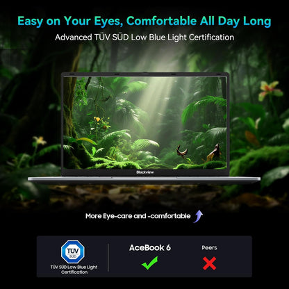 Blackview Laptop 2025, Laptops Computer for Business Student, Quad-Core N150 (Up to 3.6GHz, Beat N5095/ N95/N97/N100), 16GB DDR4 512GB SSD, 15.6” FHD IPS TÜV Screen, 100W Type-C Fast Charge, 4K HDMI