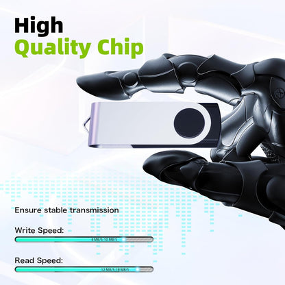 32GB Flash Drive 10 Pack, Wooolken USB 2.0 Thumb Drive Bulk Pen Drive Metal Swivel Memory Stick 32 GB 10 Colors Multipack Value Zip USB Drives with Lanyard