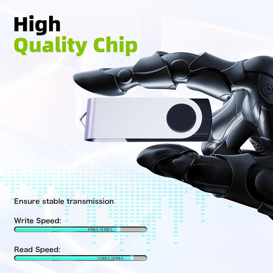 32GB Flash Drive 10 Pack, Wooolken USB 2.0 Thumb Drive Bulk Pen Drive Metal Swivel Memory Stick 32 GB 10 Colors Multipack Value Zip USB Drives with Lanyard